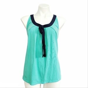 Crown & Ivy Tank Contrast Teal Blue Top